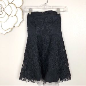 Angel Biba black tulle & lace strapless mini dress